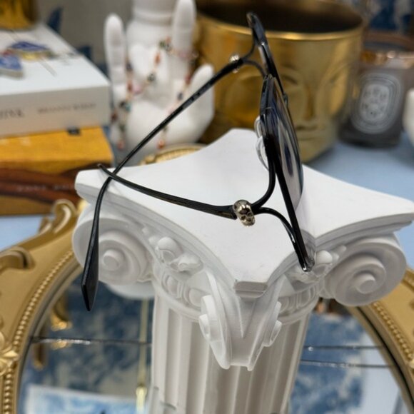 🆕 ALEXANDER MCQUEEN 🧿 NWOT AM0366S Black Wire Rimmed Butterfly Shaped Glasses - Picture 8 of 13